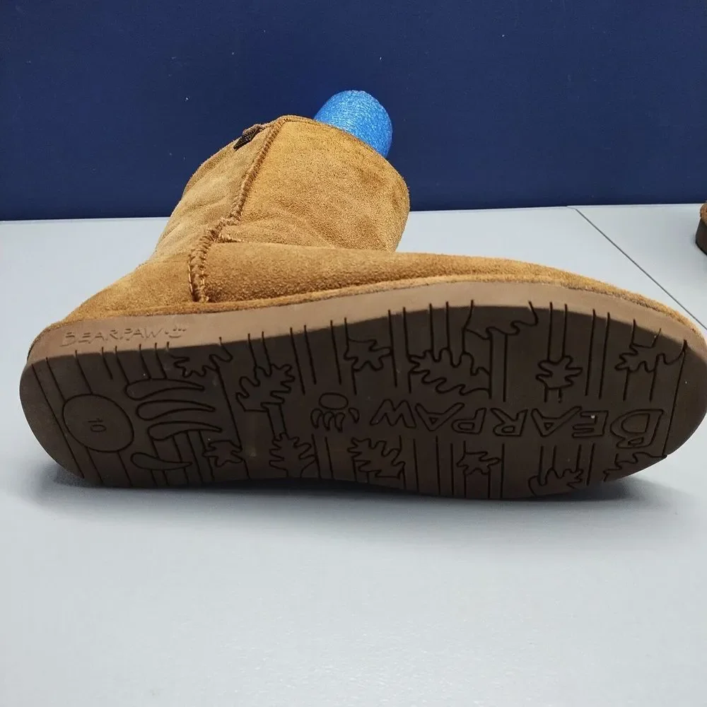 BEARPAW‎ Winter Boots Womens Size 10 Tan Suede Leather Sheepskin Wool Lining